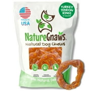 Nature Gnaws Turkey Tendon Rings, Natural Dog Chew Treats (6 count)