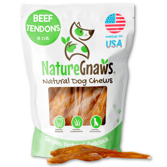 Nature Gnaws USA Beef Tendons for Dogs (8 oz) Rawhide-Free Natural Chew Treats