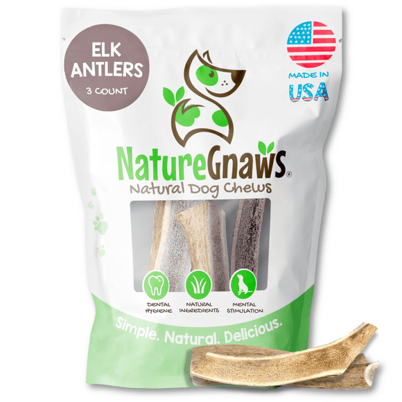 Nature Gnaws USA Elk Antlers for Dogs 5-8" (3 Count) Rawhide-Free Chew Bones