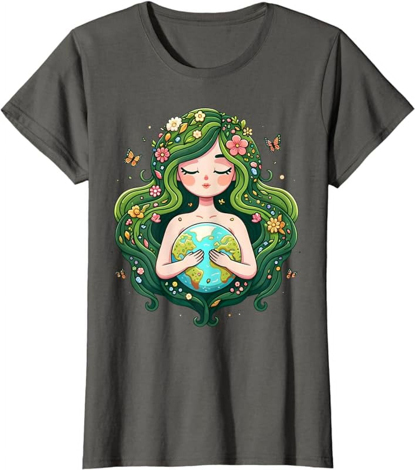 Nature Goddess Save Planet Mother Earth Day Women Girl Kids T-Shirt ...