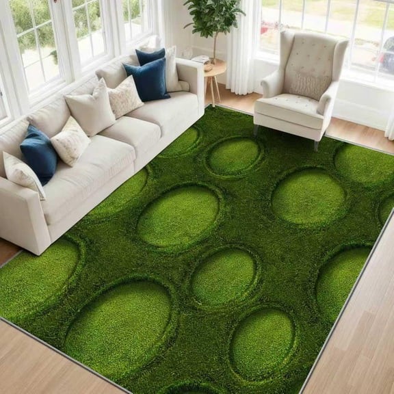 Nature Grass Area Rugs, Green 3D Lawn Pattern Carpet, Washable Non Slip Low Pile Soft Rug for Living Room Bedroom Decor Mat 2x3ft