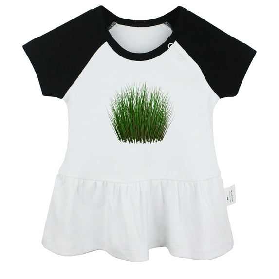 Nature Grass Pattern Dresses For Baby, Newborn Babies Skirts, Infant Princess Dress, 0-24M Kids Graphic Clothes (Black Raglan Dresses, 18-24 Months)