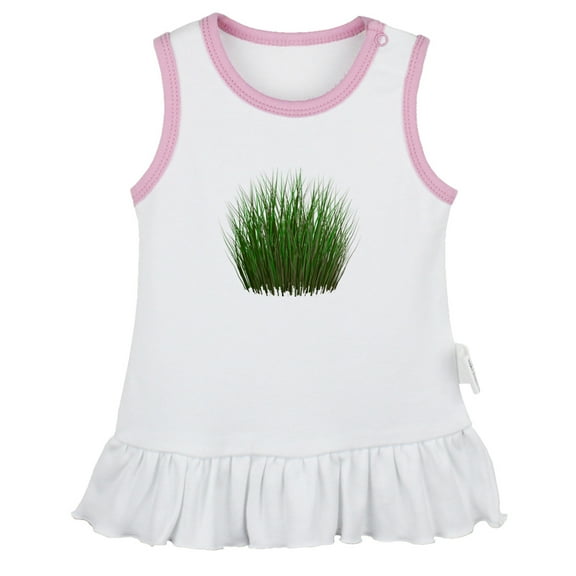Nature Grass Pattern Dresses For Baby, Newborn Babies Skirts, Infant Princess Dress, 0-24M Kids Graphic Clothes (White Sleeveless Dresses, 6-12 Months)