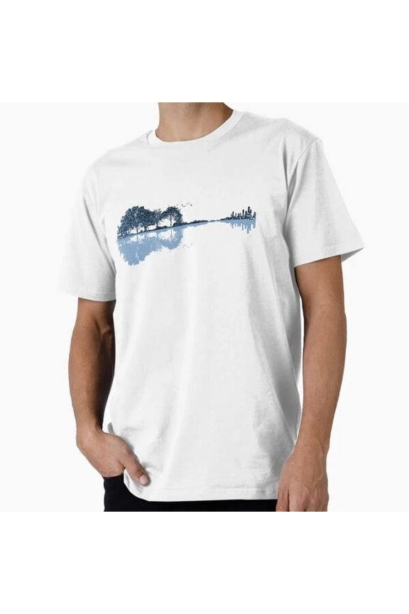 Nature Guitar Musical Notes Blue T-Shirt S-5XL