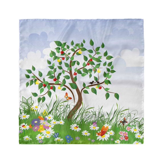 Nature Head Scarf, Cartoon Garden Colorful, Head Wrap, 3 Sizes, by Ambesonne