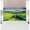 thumbnail image 1 of Nature Headboard, Rising Sun in the Valley Dark Cloudy Sky Landscape Dramatic Pastoral Heaven Print, Upholstered Decorative Metal Bed Headboard with Memory Foam, Twin Size, Green Blue, by Ambesonne, 1 of 4