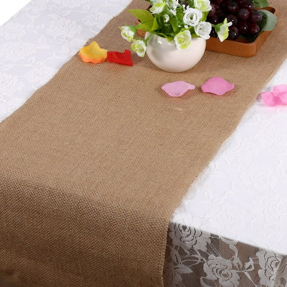 Nature Hessian Jute Burlap Ribbon Rustic Table Runner Crafts Chair Home Wedding Party 12"x24"