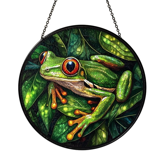 Nature Hobby Frog Glass Suncatcher Window Hanging Decor, Playful Wildlife Light Catcher Accent, Creative Gift Idea