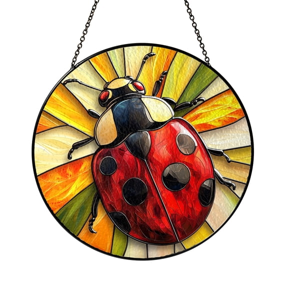 Nature Hobby Ladybug Glass Suncatcher, Garden Mom Window Decor, Cute Outdoor Bug Gift