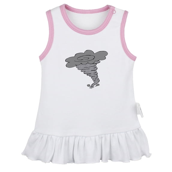Nature Hurricane Pattern Dresses For Baby, Newborn Babies Skirts, Infant Princess Dress, 0-24M Kids Graphic Clothes (White Sleeveless Dresses, 18-24 Months)