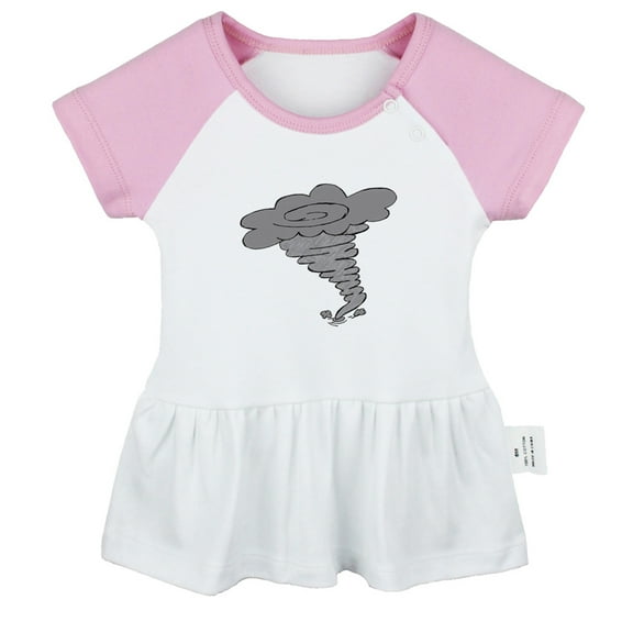 Nature Hurricane Pattern Dresses For Baby, Newborn Babies Skirts, Infant Princess Dress, 0-24M Kids Graphic Clothes (Pink Raglan Dresses, 0-6 Months)