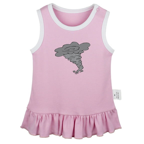 Nature Hurricane Pattern Dresses For Baby, Newborn Babies Skirts, Infant Princess Dress, 0-24M Kids Graphic Clothes (Pink Sleeveless Dresses, 18-24 Months)