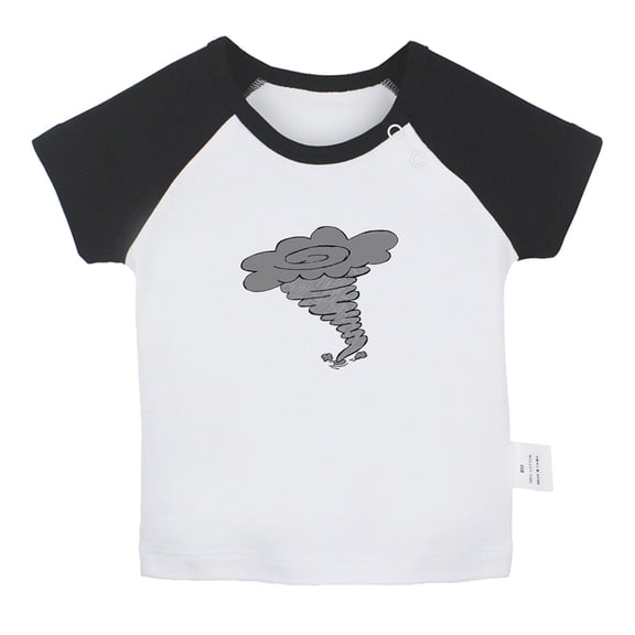 Nature Hurricane Pattern T shirt For Baby, Newborn Babies T-shirts, Infant Tops, 0-24M Kids Graphic Tees Clothing (Short Black Raglan T-shirt, 0-6 Months)