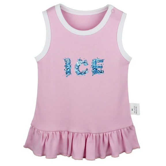 Nature Ice Pattern Dresses For Baby, Newborn Babies Skirts, Infant Princess Dress, 0-24M Kids Graphic Clothes (Pink Sleeveless Dresses, 0-6 Months)