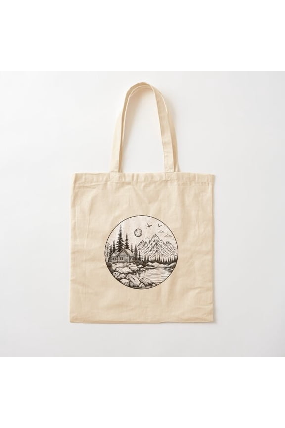 Nature In Circle Cotton Tote Bag Canvas Tote Bag, Family Gift For Mother, Her