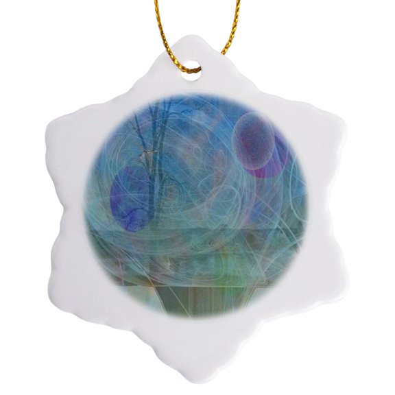 3drose, Nature in Motion, 3 inch Snowflake Porcelain Ornament