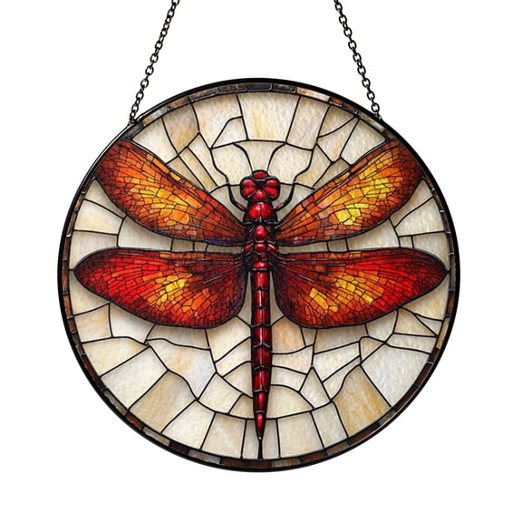 Nature Insect Stained Glass Style Panel – Decorative Window Art