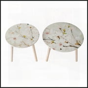 Nature-Inspired 2-Piece MDF Coffee Table Set with Floral Tops for Living Room, Foyer & Bedroom