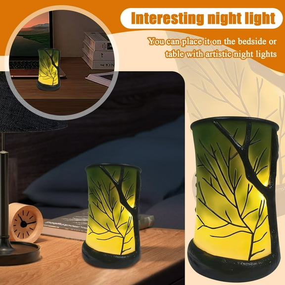 Nature-Inspired Ambient Lamp, Night Light, Forest Appearance, Elegant Style, Warm Lighting, Quality Plastic Materials, Versatile Usage, Suitable for Living Room, Bedroom, Desktop