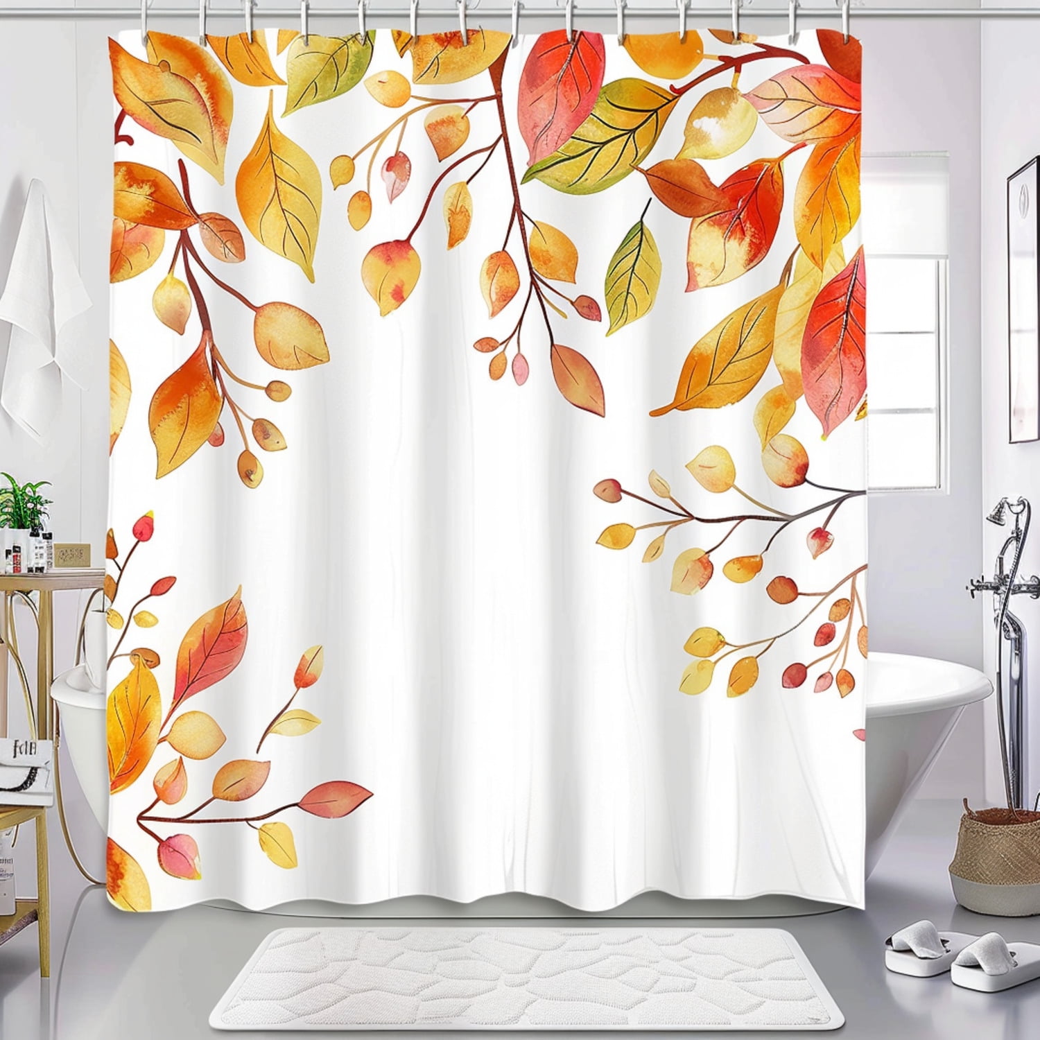 Nature-Inspired Autumn Bathroom Decor Set: Bright Watercolor Painting ...