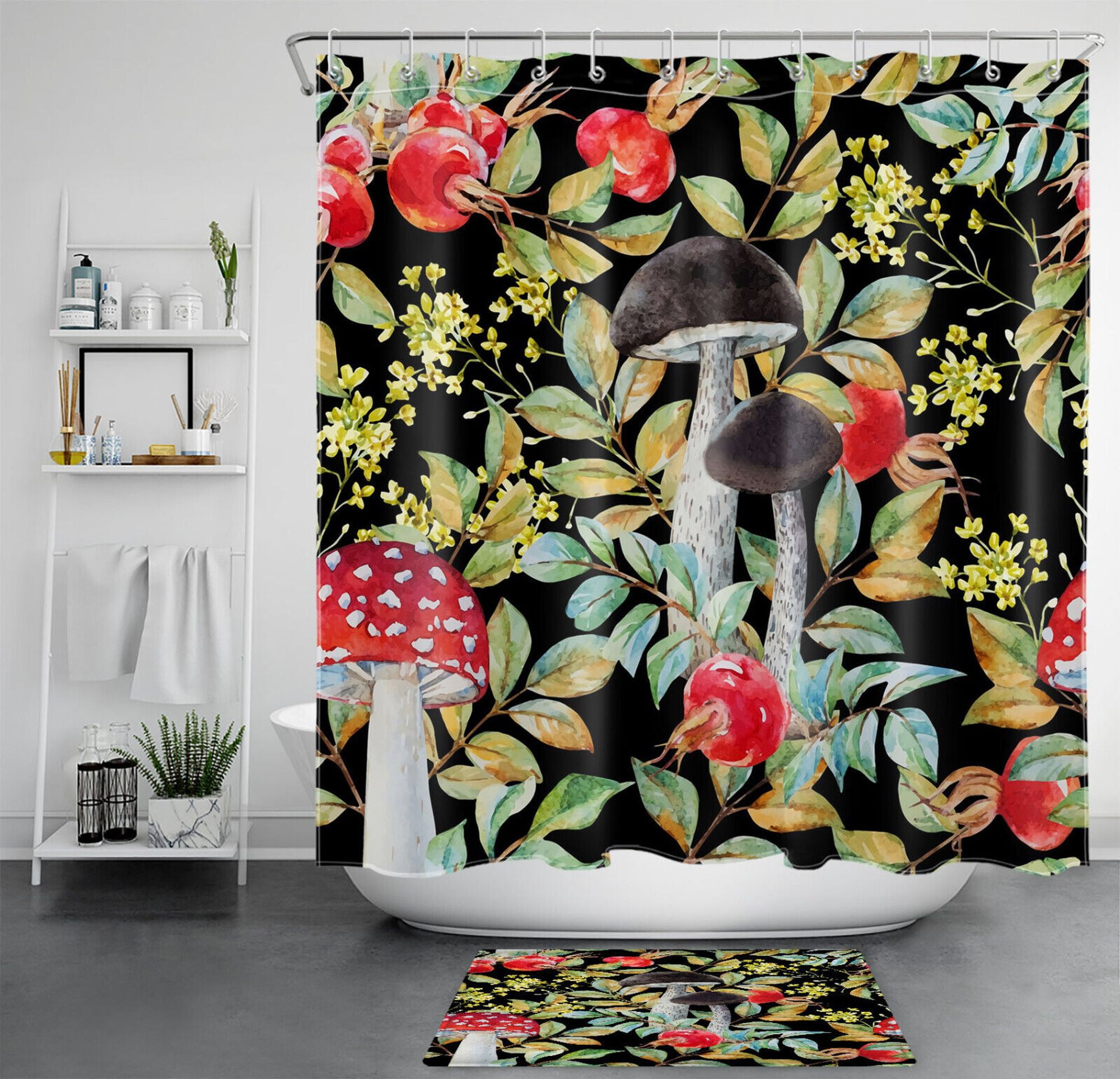 Nature-Inspired Bathroom Bliss: Watercolor Forest Shower Curtain Set ...