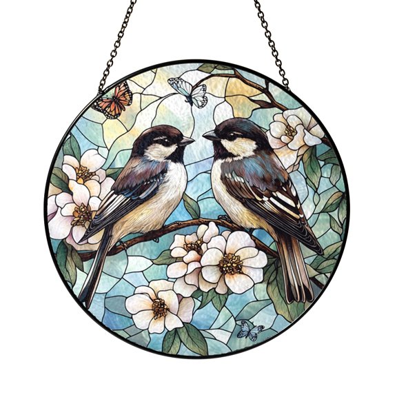 Nature Inspired Bird Pair Window Decor – Decorative Glass Art