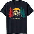 thumbnail image 1 of Nature Inspired Black T-Shirt with Sunset and Forest Design, 1 of 5