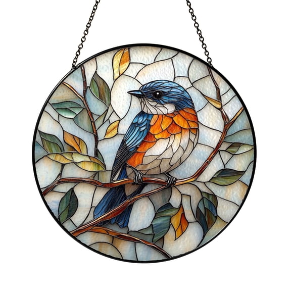Nature Inspired Blue Tit Stained Glass Window Suncatcher