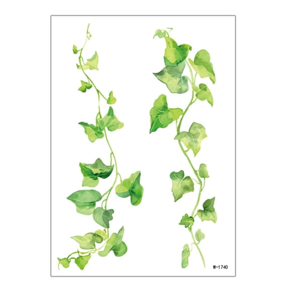 Nature Inspired Body Decal Waterproof Transfer Sheet, Green Vine Artwork for Arm Wrist Festival Vacation Photo Looks