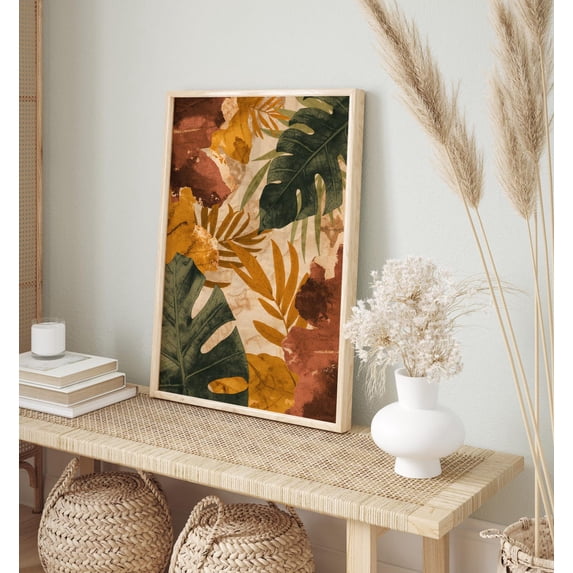 Nature Inspired Boho Autumnal Plant With Vintage Look Tropical Leaf ...