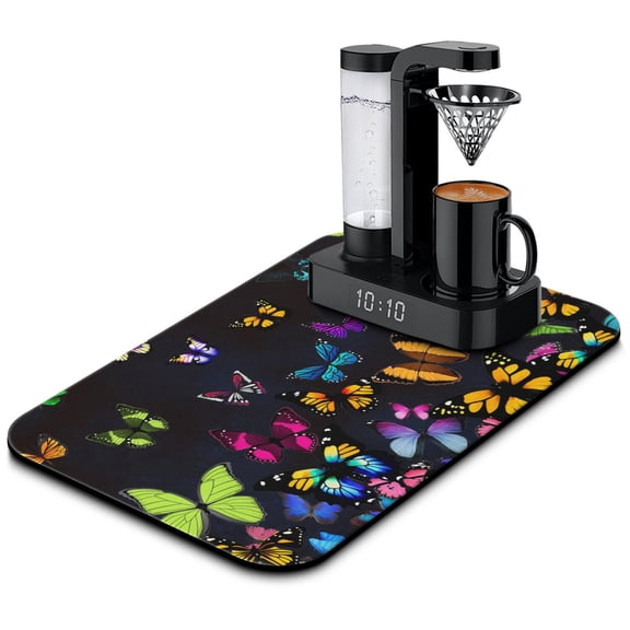Nature-Inspired Butterfly Coffee Mat Delicate Hand-Drawn Sketch Absorbent & Non-Slip Pad
