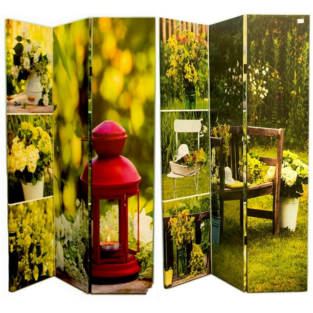 Nature Inspired Canvas Room Divider, Multicolor