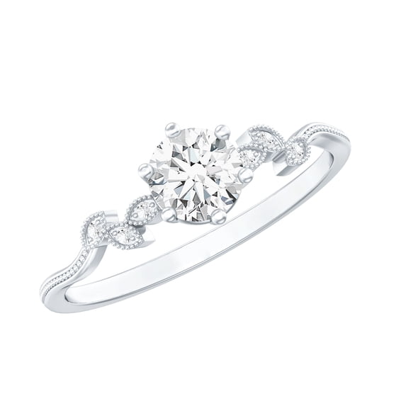 Nature Inspired Lab Grown Diamond Promising Ring for Women - EF-VS Quality Certified, 18K White Gold, US 3.00