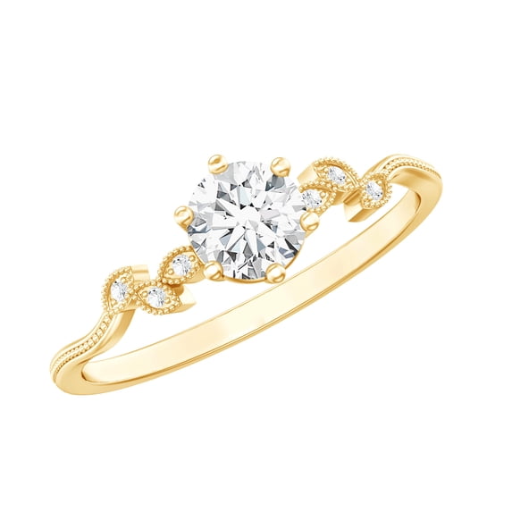 Nature Inspired Lab Grown Diamond Promising Ring for Women - EF-VS Quality Certified, 18K Yellow Gold, US 8.50