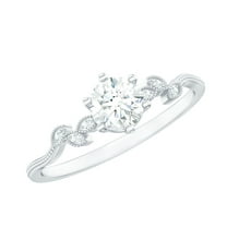 Rosec Jewels Nature Inspired Diamond Promising Ring for Women - 5 MM - EF-VS Quality, 925 Sterling Silver, US 4.00
