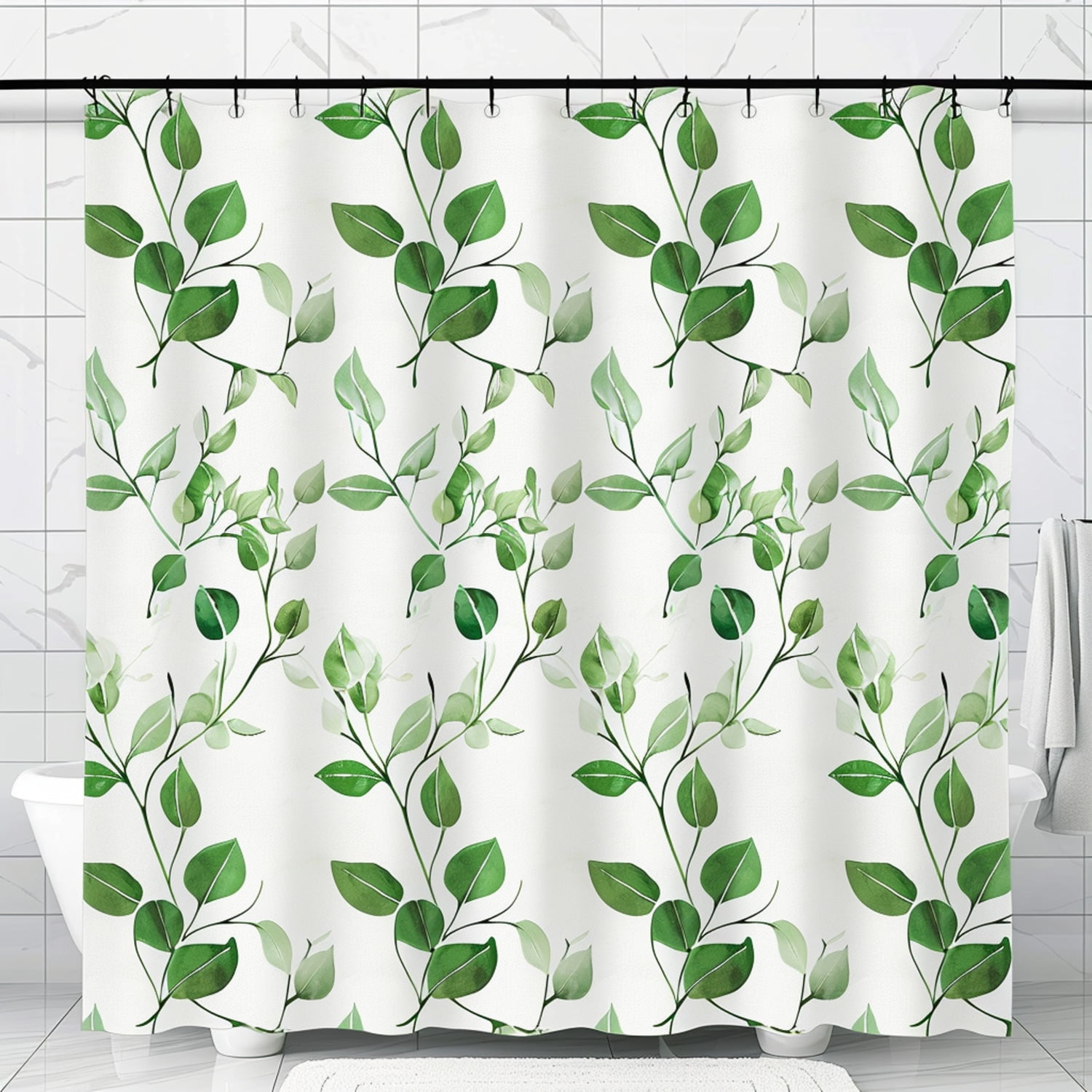 Nature-Inspired Eco-Friendly Leaf Pattern Shower Curtain Elegant ...