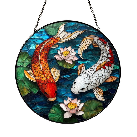 Nature Inspired Fish Wall Decor – Round Glass Panel