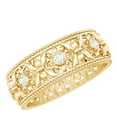 thumbnail image 1 of Rosec Jewels Natural Diamond Wedding Band Ring (HI-SI Grade) - Nature Inspired Floral Ring for Women - Wide Band Ring with Jewelry Box, 14K Yellow Gold, US 8.00, 1 of 8