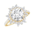 thumbnail image 1 of Rosec Jewels Certified Moissanite Cocktail Ring with Halo - Moissanite Ring for Women - D-VS1 Quality - with Jewelry Box, 10K Yellow Gold, US 6.50, 1 of 7