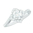 thumbnail image 1 of Rosec Jewels Nature Inspired Floral Engagement Ring for Women - Cubic Zirconia Bypass Ring, 10K White Gold, US 3.50, 1 of 8