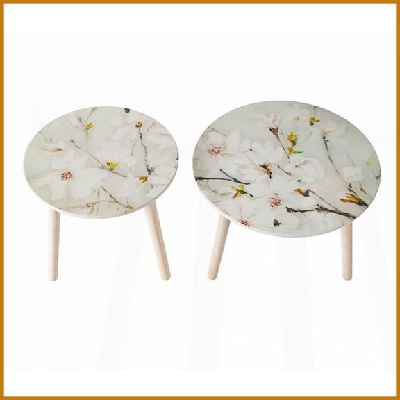 Nature-Inspired Floral MDF Coffee Table Set 2 Pieces for Living Room, Foyer & Bedroom with Bold Visual Impact