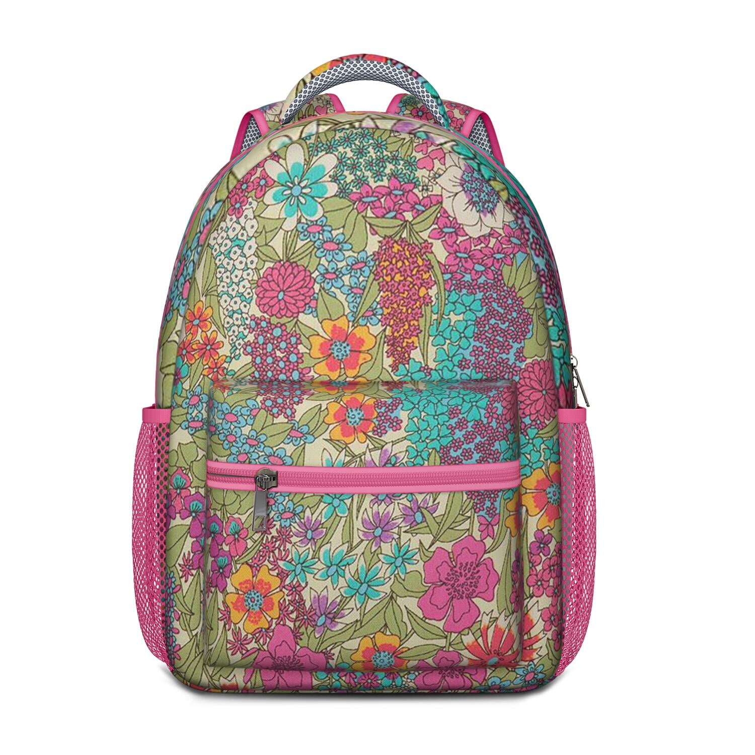 Nature Inspired Floral Print Bookbag - Waterproof Stylish Backpack for Commuters