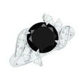 thumbnail image 1 of Rosec Jewels Nature Inspired Floral Ring, Black Spinel Ring with Diamond (7 mm), 18K White Gold, US 6.50, 1 of 9