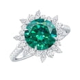 thumbnail image 1 of Rosec Jewels Certified Lab Grown Emerald Cocktail Ring with Halo - 2 Carat - AAAA Grade - Emerald Moissanite Ring for Women, 10K White Gold, US 12.50, 1 of 8