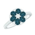 thumbnail image 1 of Rosec Jewels London Blue Topaz Flower Engagement Ring for Women - Blue Topaz Diamond Ring - AAA Quality - With Jewelry Box, 10K White Gold, US 11.50, 1 of 8