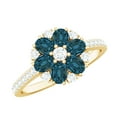 thumbnail image 1 of Rosec Jewels London Blue Topaz Flower Engagement Ring for Women - Blue Topaz Diamond Ring - AAA Quality - With Jewelry Box, 14K Yellow Gold, US 3.50, 1 of 8
