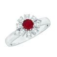 thumbnail image 1 of Rosec Jewels Natural Ruby Flower Engagement Ring for Women - Ruby Diamond Ring - AAA Quality - with Jewelry Box, 10K White Gold, US 5.50, 1 of 8
