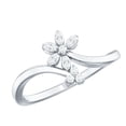 thumbnail image 1 of Rosec Jewels Natural Diamond Flower Promise Ring for Women - Commitment Ring - HI-SI Quality - Ready to Gift for Valentines Day, 10K White Gold, US 9.50, 1 of 9