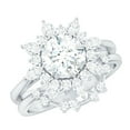 thumbnail image 1 of Rosec Jewels Certified Moissanite Flower Wedding Ring Set - D-VS1 Quality Statement Engagement Ring with Enhancer, 18K White Gold, US 3.50, 1 of 8