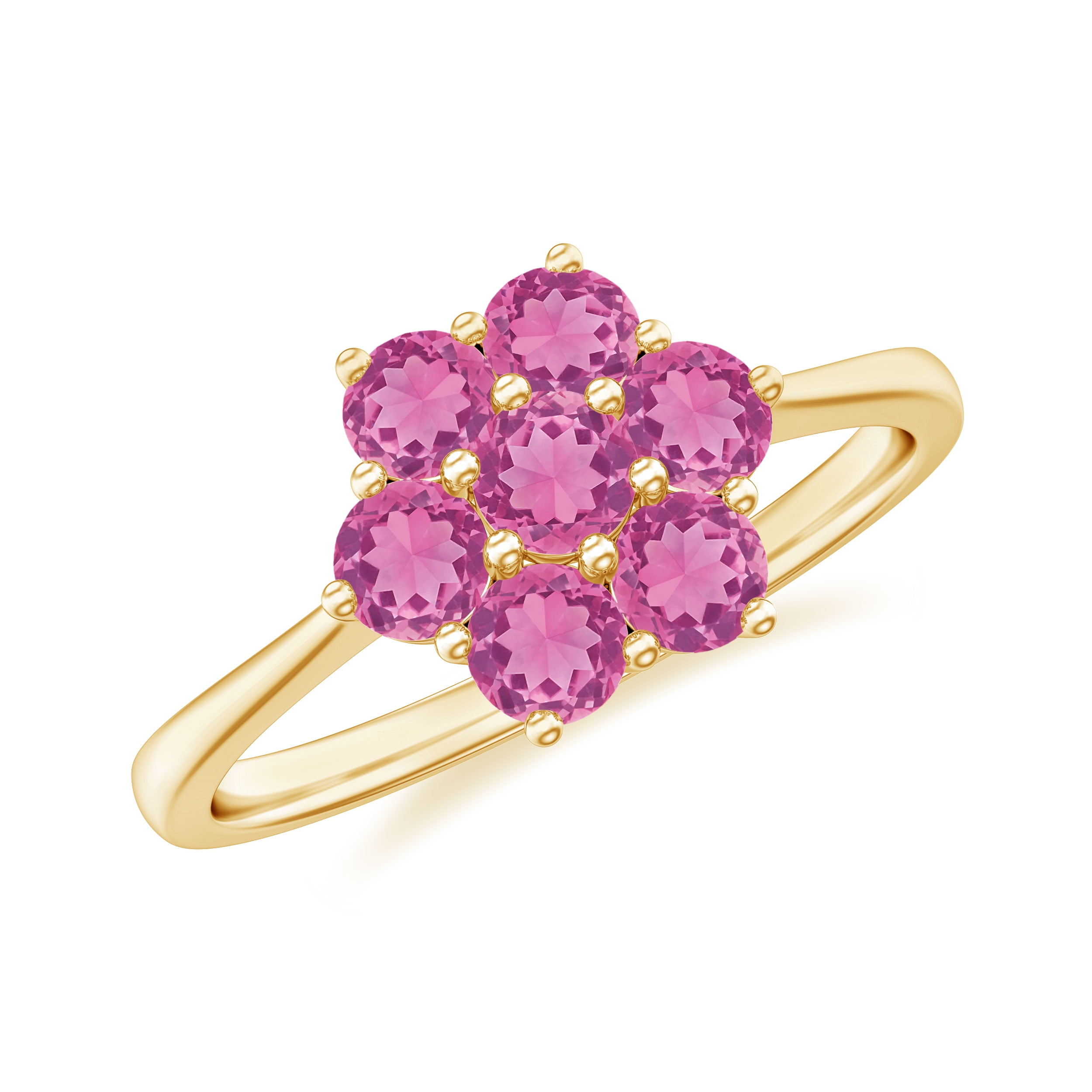 Nature Inspired Flower Cluster Ring, Pink Tourmaline Ring AAA Quality